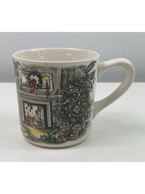 Johnson Bros Christmas Mug With Fireplace & Tree Scene Made In England